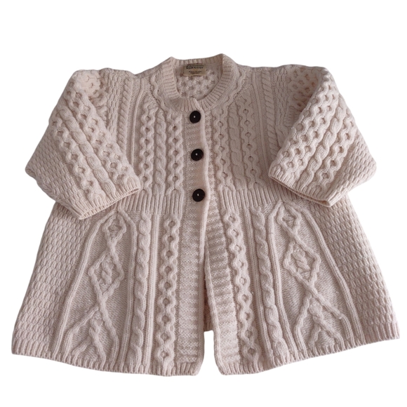 Kilronan Knitwear Medium Fisherman Knit Button Front Sweater - Picture 1 of 16